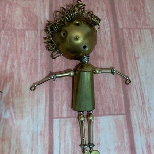 Rare Cynthia Chuang Brass Girl Female Pin Brooch Signed 2011 moveable Artwork